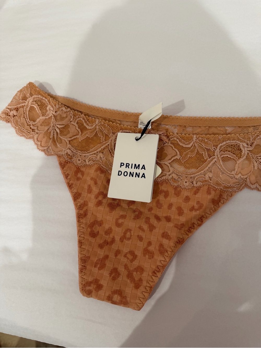 Madison Lace-Trim Leopard Print Thong - Tan sweet dust 0662125 nwt